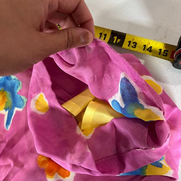 Vintage Cache Pink Large Flower Wide Leg Chiffon Jumpsuit Womens Size 4 - Picture 9 of 11